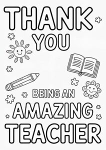Thank You Fo Being An Amazing Teacher Coloring Pages OF Words With Stor 4