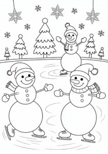 Three Snowmen Tce Skating During Christmas 2