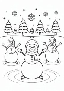 Three Snowmen Tce Skating During Christmas 3