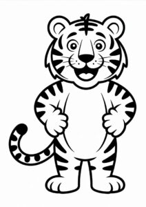 Tiger Cartoon Coloring Page For Kids 1