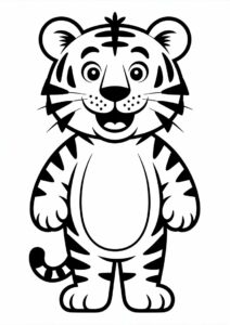 Tiger Cartoon Coloring Page For Kids 2