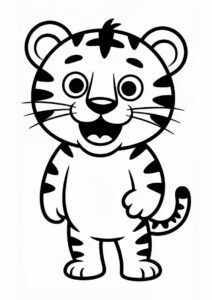 Tiger Cartoon Coloring Page For Kids 3