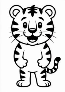 Tiger Cartoon Coloring Page For Kids 4