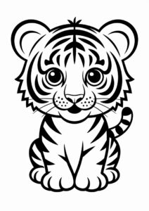 Tiger Cub With Cute Eyes Coloring For Preschoolers 1