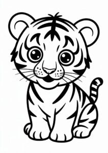 Tiger Cub With Cute Eyes Coloring For Preschoolers 3