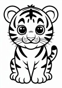 Tiger Cub With Cute Eyes Coloring For Preschoolers 4