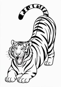Tiger Doing A Big Yawn Coloring Sheet 1