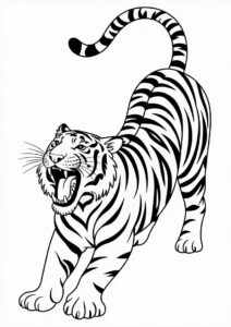 Tiger Doing A Big Yawn Coloring Sheet 2