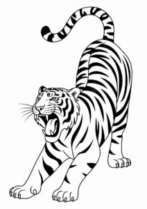 Tiger Doing A Big Yawn Coloring Sheet 3