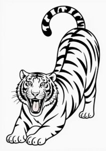 Tiger Doing A Big Yawn Coloring Sheet 4