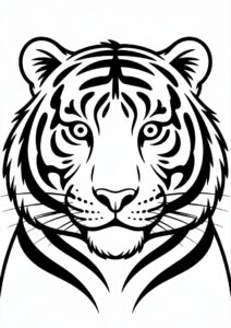 Tiger Head With Whiskers Coloring 1