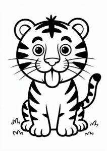Tiger With Tongue Out To Color 1