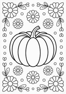Top View Pumpkin Coloring Page Mandala With Floral Design 1