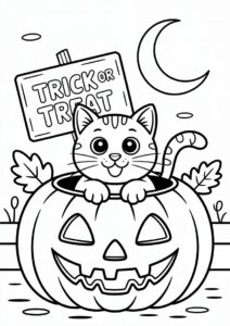 Trick or Treat with cute cat and ghost 1