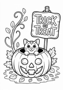 Trick or Treat with cute cat and ghost 2
