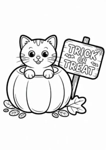 Trick or Treat with cute cat and ghost 3