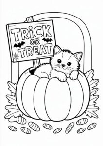 Trick or Treat with cute cat and ghost 4