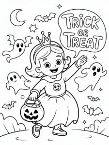 Trick or Treat with little girl ghost princess 3