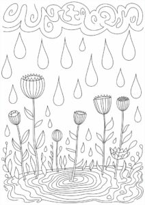 Trippy Rain Coloring Page And Flowers Art 4