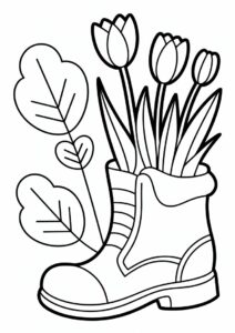 Tulip Flowers Growing From a Boot 1