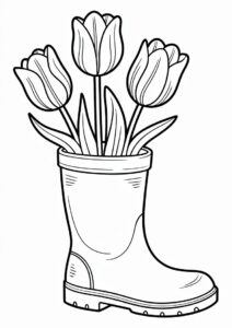 Tulip Flowers Growing From a Boot 2