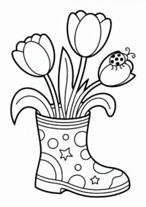 Tulip Flowers Growing From a Boot 3