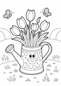 Tulips Growing Out Of Watering Can 1