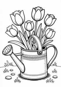 Tulips Growing Out Of Watering Can 3