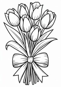 Tulips Wrapped In Large Bow To Color 1