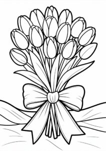 Tulips Wrapped In Large Bow To Color 2