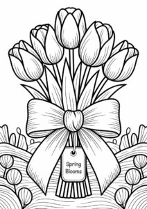 Tulips Wrapped In Large Bow To Color 3