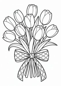 Tulips Wrapped In Large Bow To Color 4