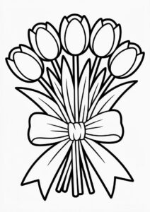 Tulips Wrapped In Large Bow To Color 5