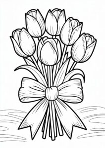 Tulips Wrapped In Large Bow To Color 6