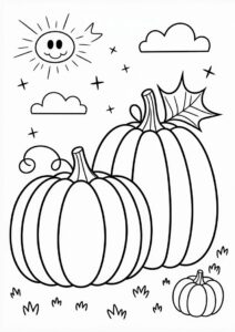 Two Different Sized Pumpkin Coloring Page 3