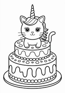 Unicorn Cat Cake To Color 1