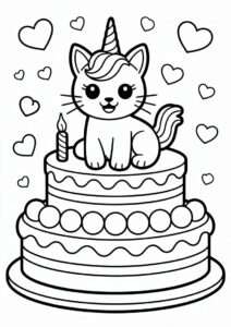 Unicorn Cat Cake To Color 2