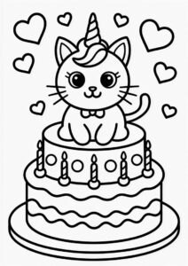 Unicorn Cat Cake To Color 3