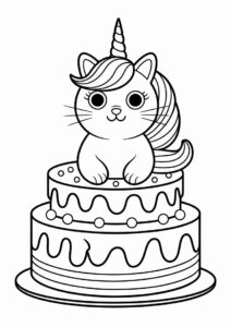 Unicorn Cat Cake To Color 4