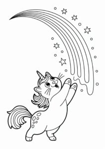 Unicorn Cat Coloring Page Unicorn Cat Vomiting Rainbow 1