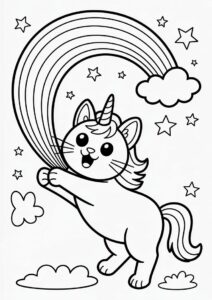 Unicorn Cat Coloring Page Unicorn Cat Vomiting Rainbow 2