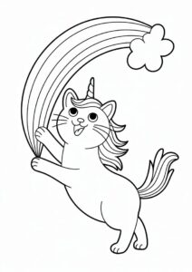 Unicorn Cat Coloring Page Unicorn Cat Vomiting Rainbow 3