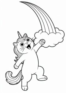 Unicorn Cat Coloring Page Unicorn Cat Vomiting Rainbow 4