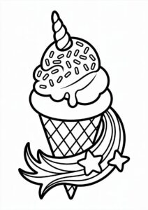 Unicorn Ice Cream Coloring Page Cone With A Tail For Kids 11