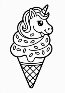 Unicorn Ice Cream Coloring Page Cone With A Tail For Kids 12