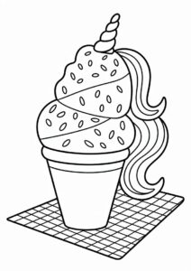 Unicorn Ice Cream Coloring Page Cone With A Tail For Kids 13