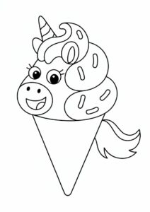 Unicorn Ice Cream Coloring Page Cone With A Tail For Kids 14