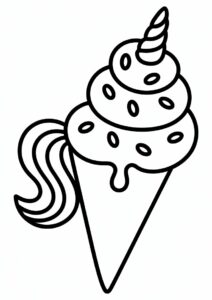 Unicorn Ice Cream Coloring Page Cone With A Tail For Kids 15