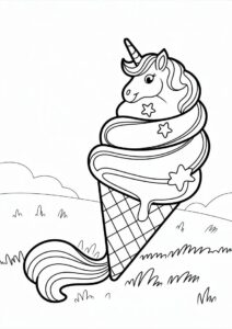 Unicorn Ice Cream Coloring Page Cone With A Tail For Kids 16