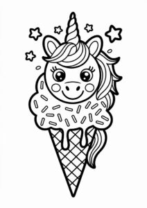 Unicorn Ice Cream Coloring Page Cone With A Tail For Kids 17
